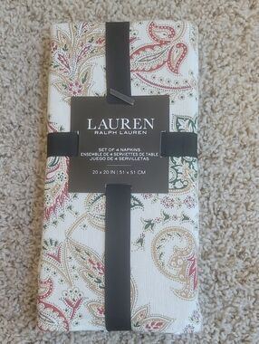 Four Ralph Lauren Paisley 20" x 20" Napkins